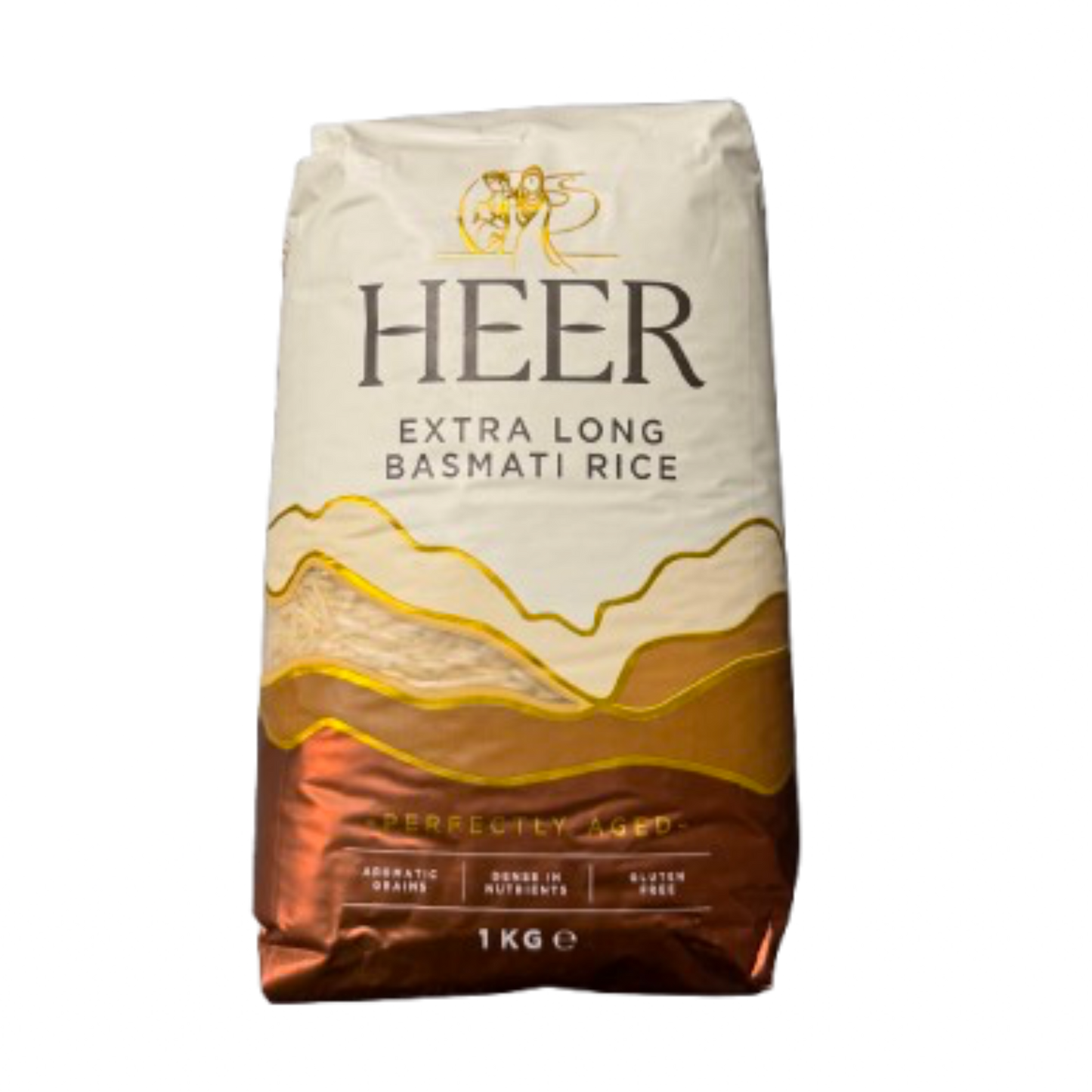 Bag of Heer Extra Long Basmati Rice on a white background