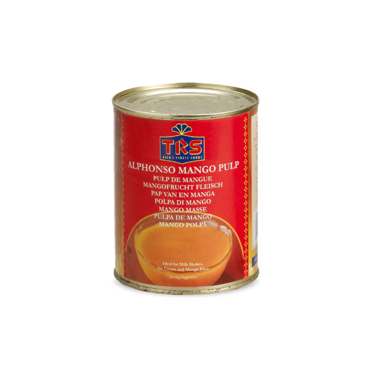 Can of TRS Alphonso Mango Pulp on a white background