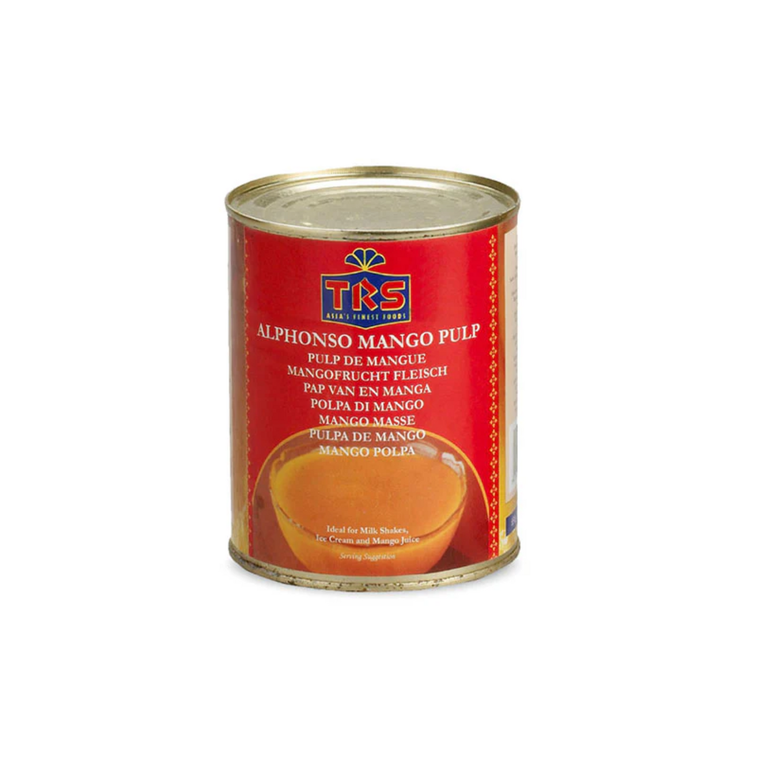 Can of TRS Alphonso Mango Pulp on a white background