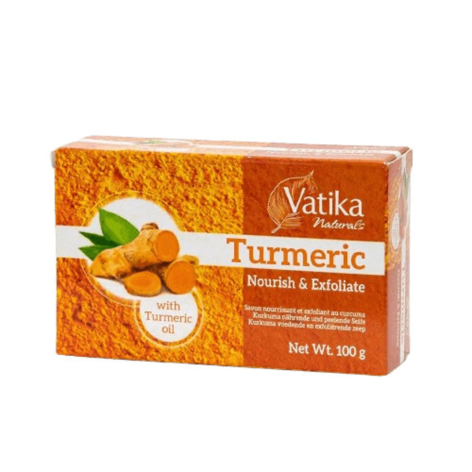 Vatika Naturals Turmeric soap bar packaging on a white background