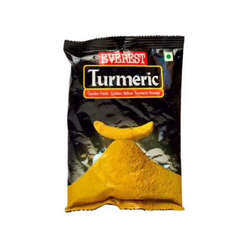 Turmeric spice packet with a white background